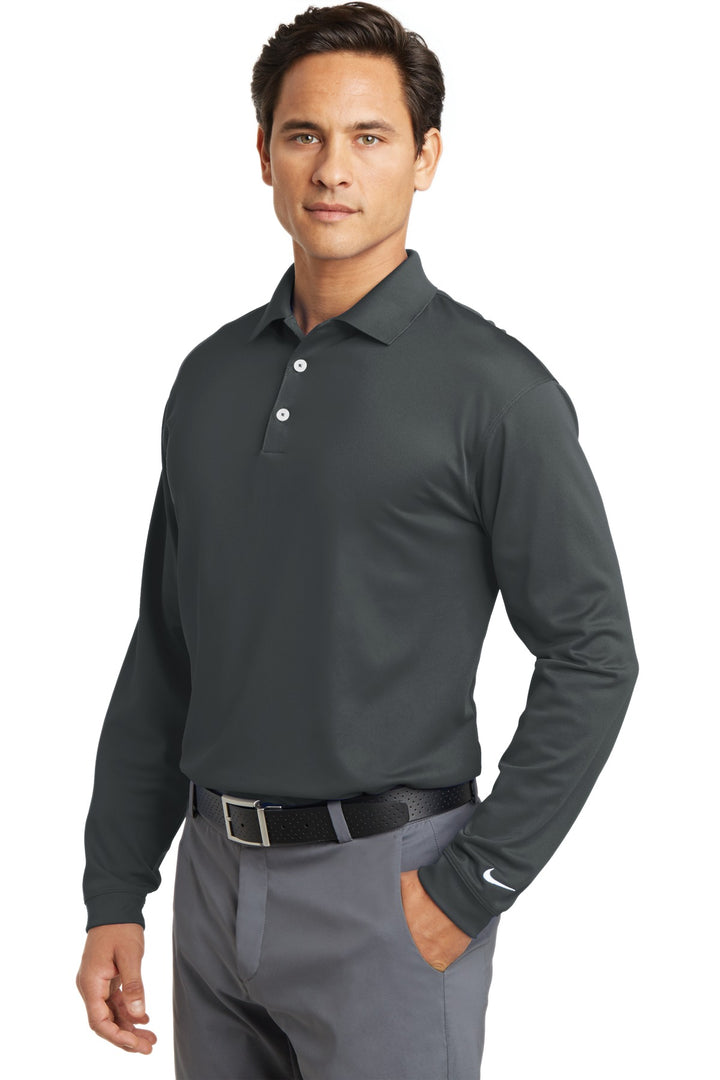 Anthracite Nike Long Sleeve Dri-FIT Stretch Tech Polo. 466364