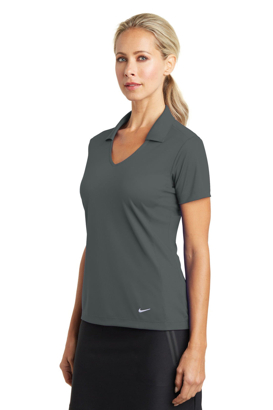 Anthracite Nike Women's Dri-FIT Vertical Mesh Polo. 637165