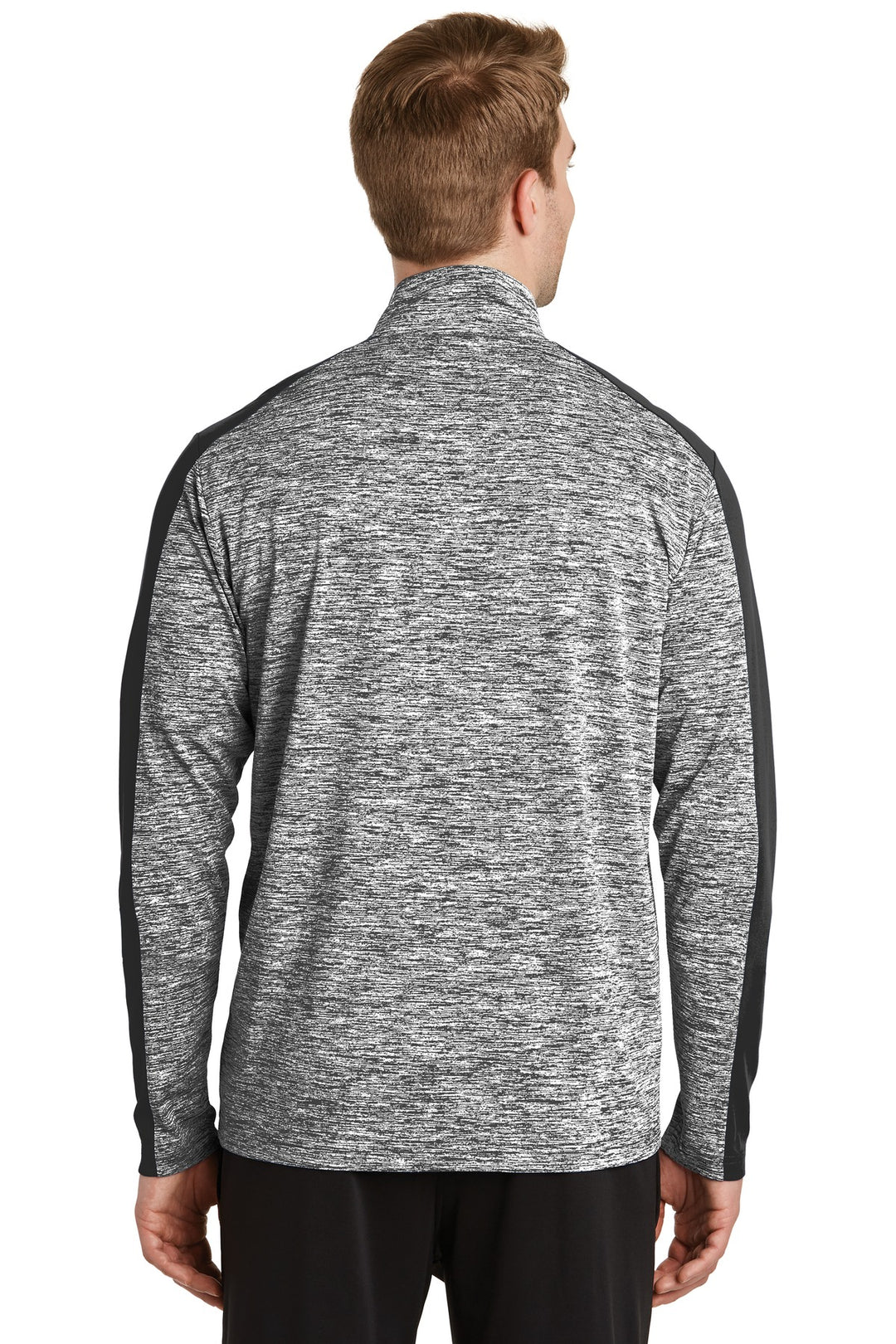 Black El/Black Sport-Tek PosiCharge Electric Heather Colorblock 1/4-Zip Pullover. ST397