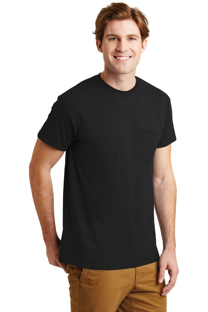 Black Gildan - DryBlend 50 Cotton/50 Poly Pocket T-Shirt. 8300