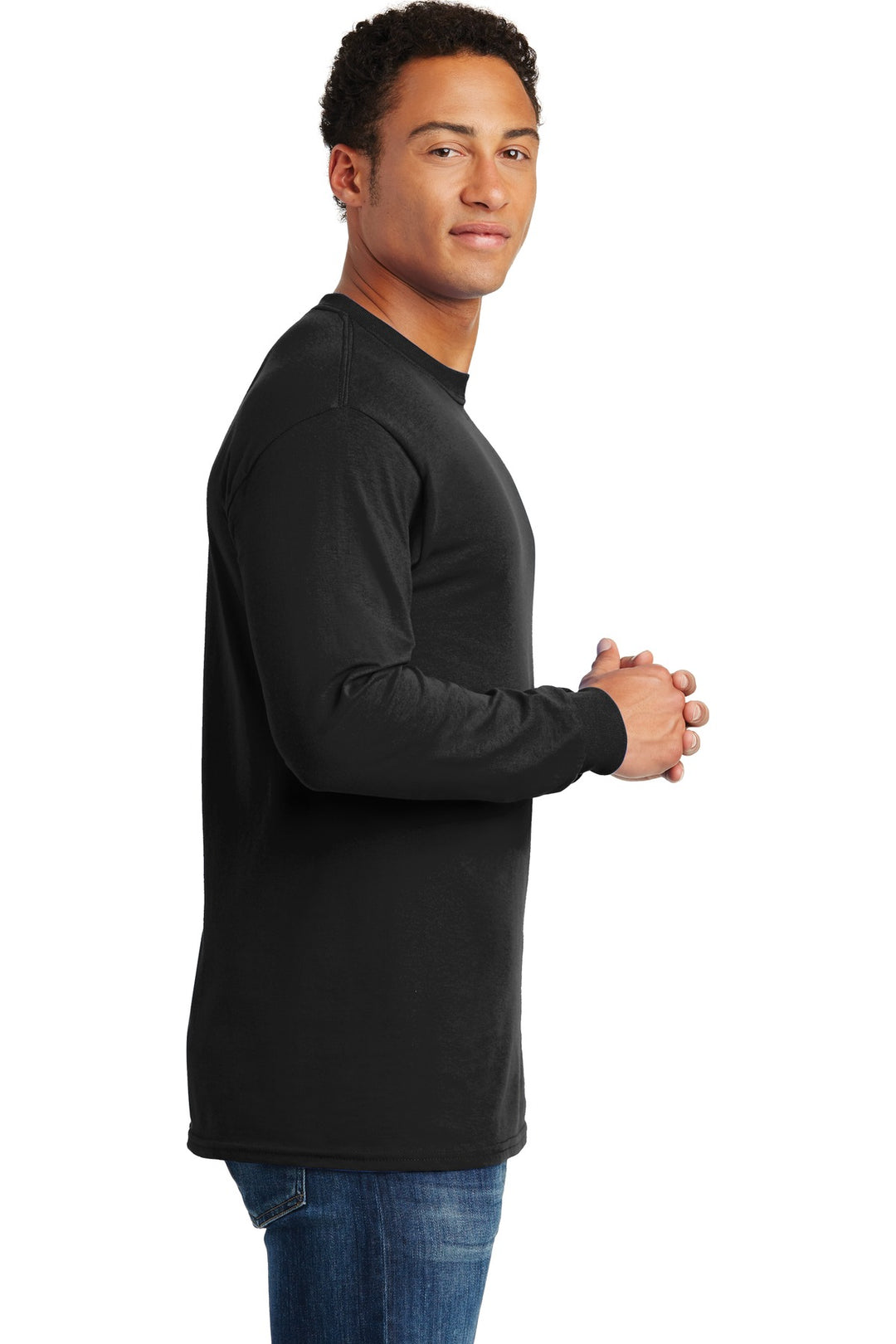 Black Gildan - Heavy Cotton 100% Cotton Long Sleeve T-Shirt. 5400