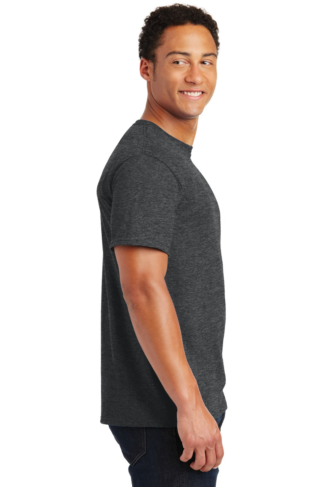 BLACK HEATHER Jerzees - Dri-Power 50/50 Cotton/Poly T-Shirt. 29M