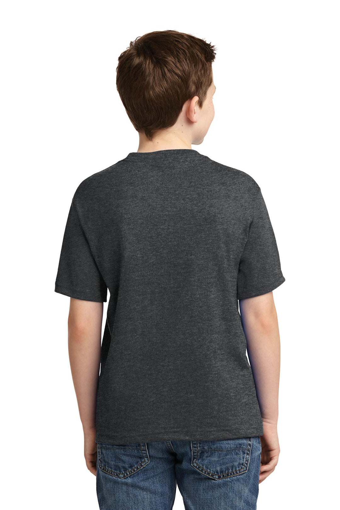 Black Hthr Jerzees - Youth Dri-Power 50/50 Cotton/Poly T-Shirt. 29B