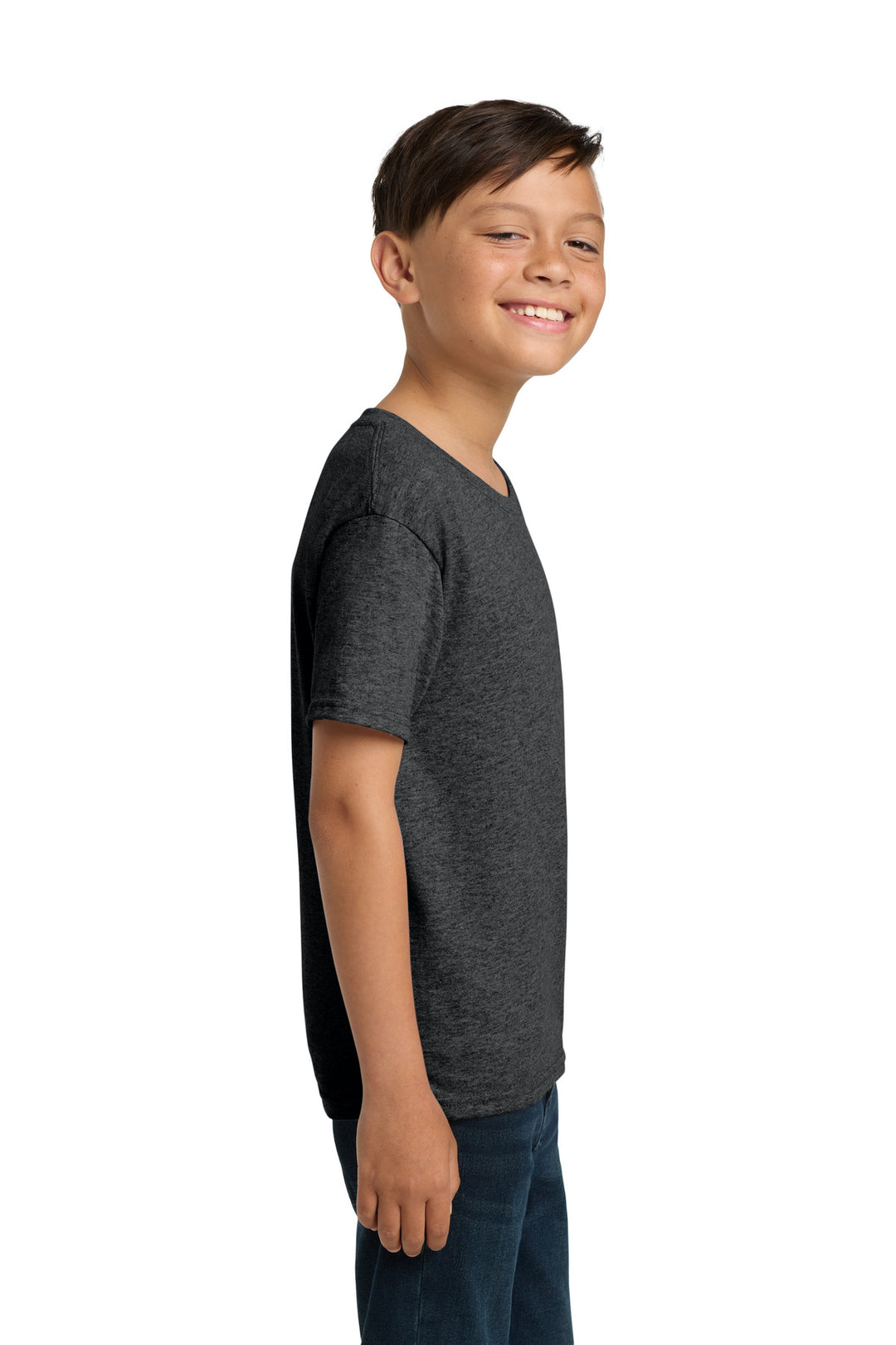 Black Hthr Jerzees - Youth Dri-Power 50/50 Cotton/Poly T-Shirt. 29B