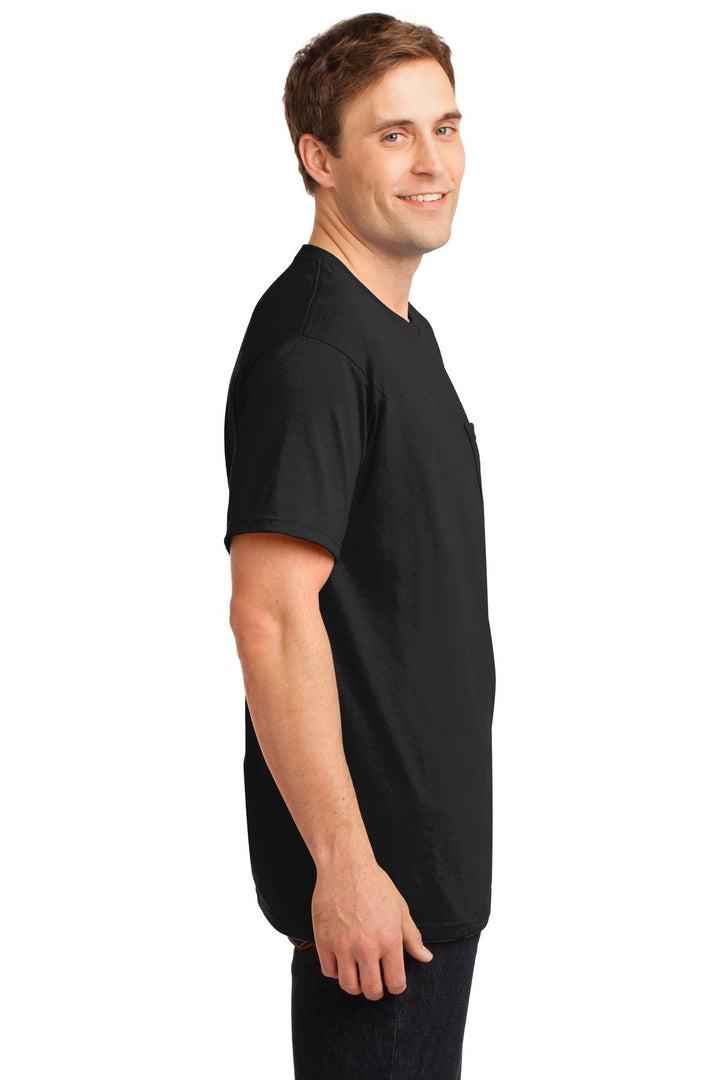 Black Jerzees - Dri-Power 50/50 Cotton/Poly Pocket T-Shirt. 29MP