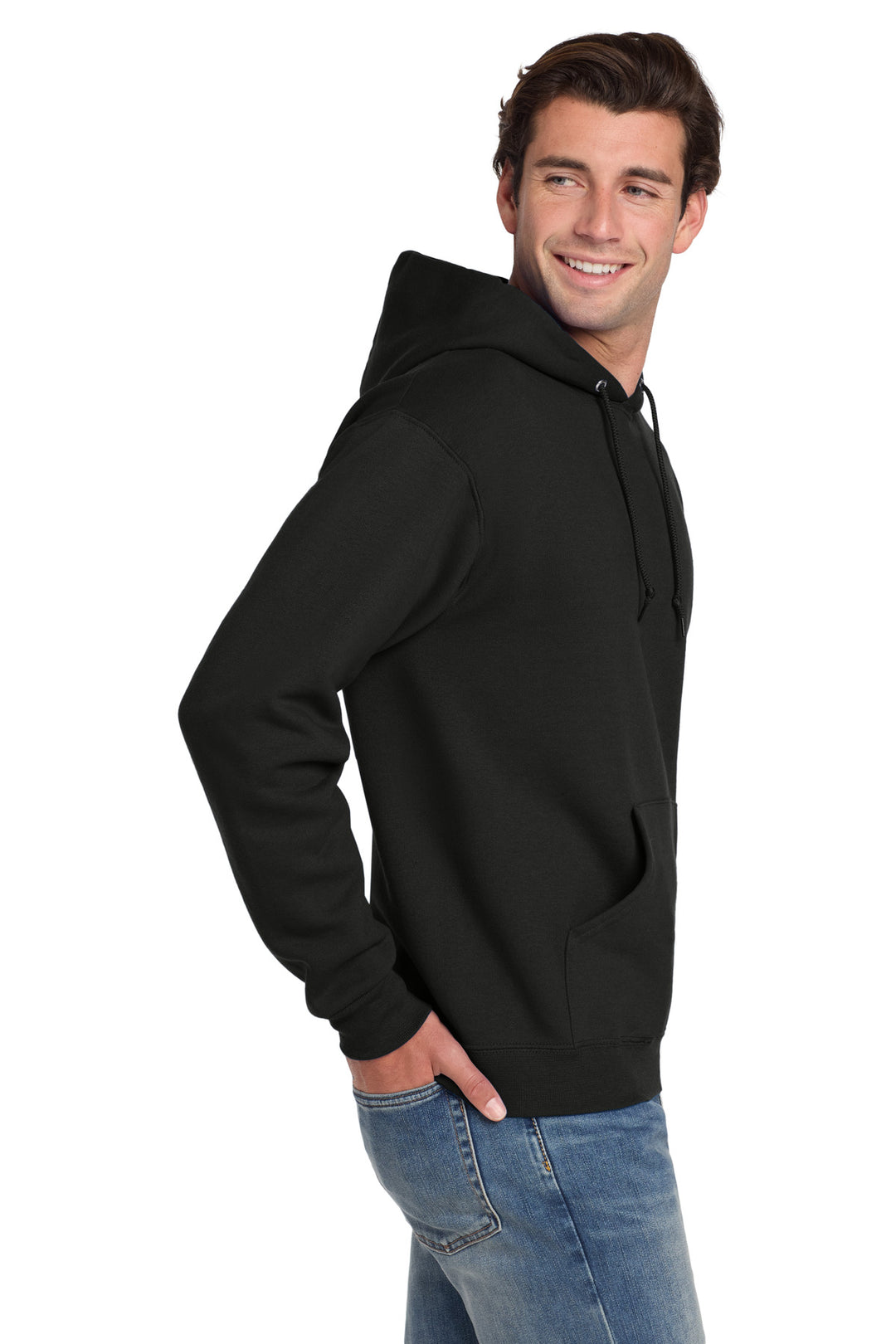 Black Jerzees Super Sweats NuBlend - Pullover Hooded Sweatshirt. 4997M