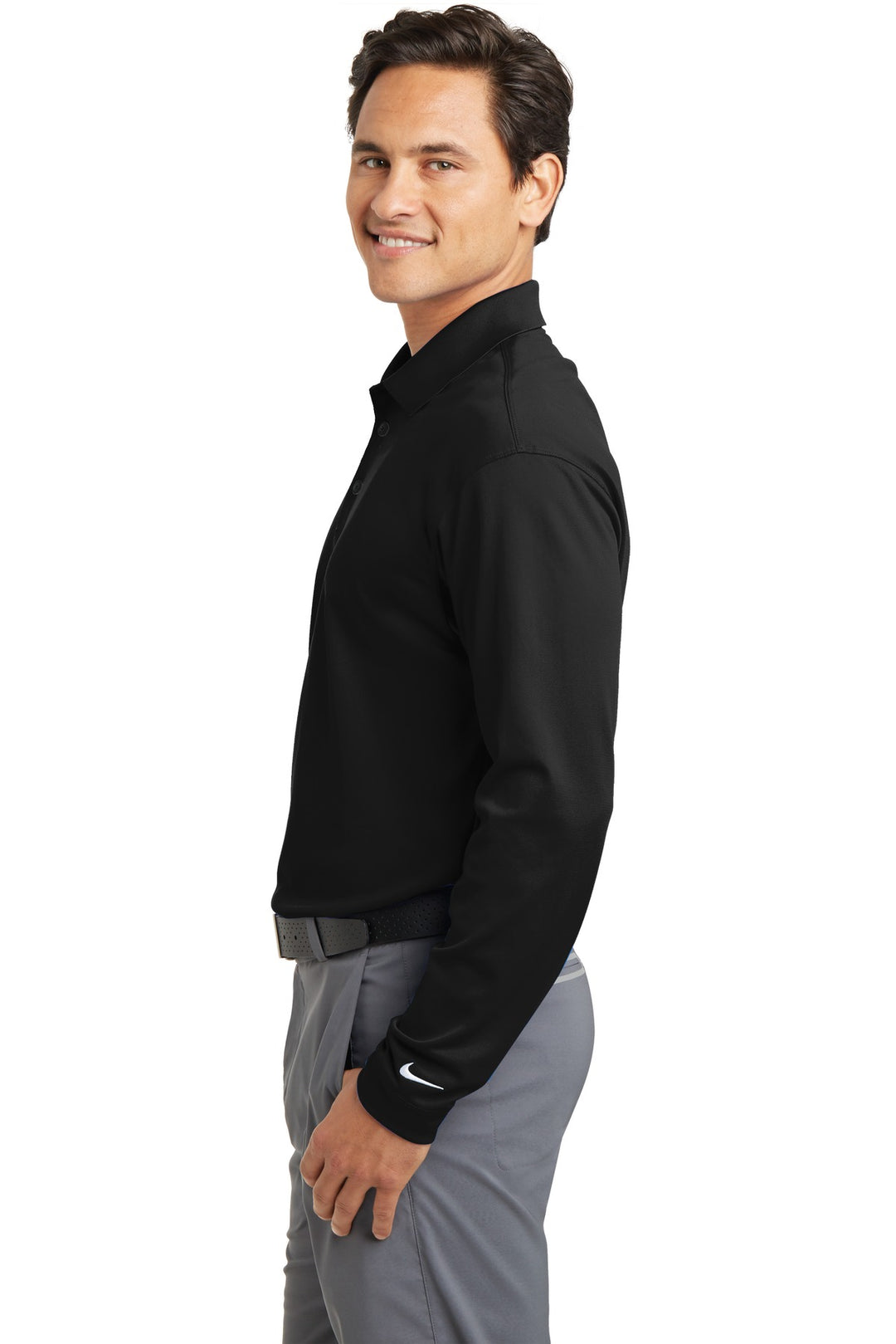 Black Nike Long Sleeve Dri-FIT Stretch Tech Polo. 466364