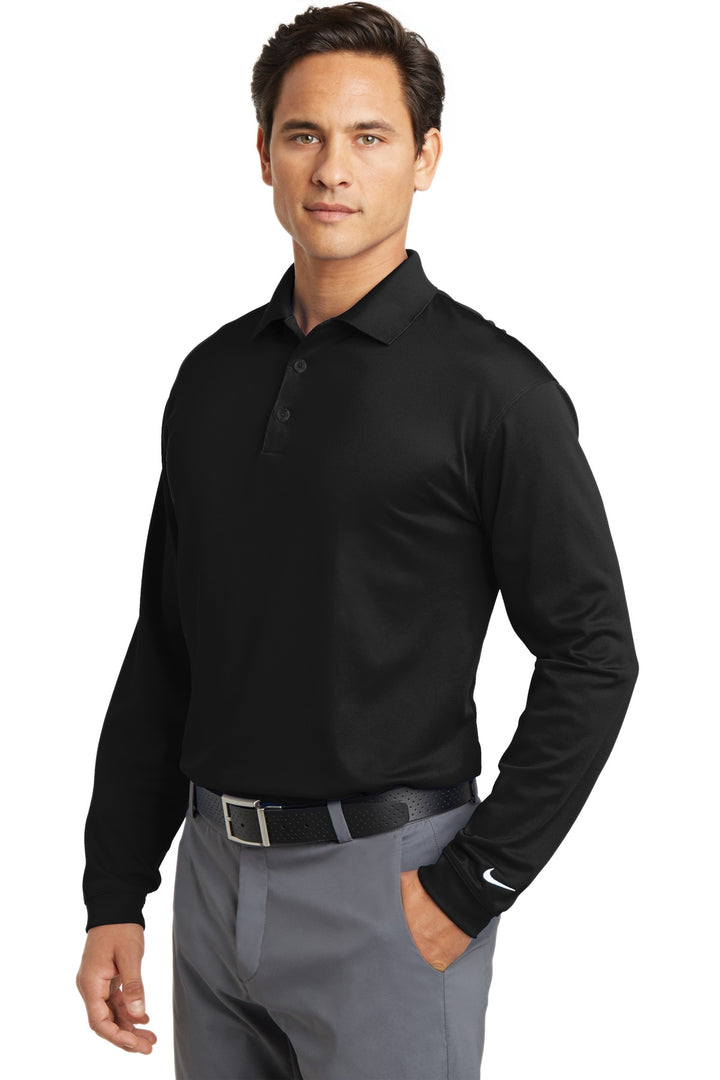 Black Nike Long Sleeve Dri-FIT Stretch Tech Polo. 466364