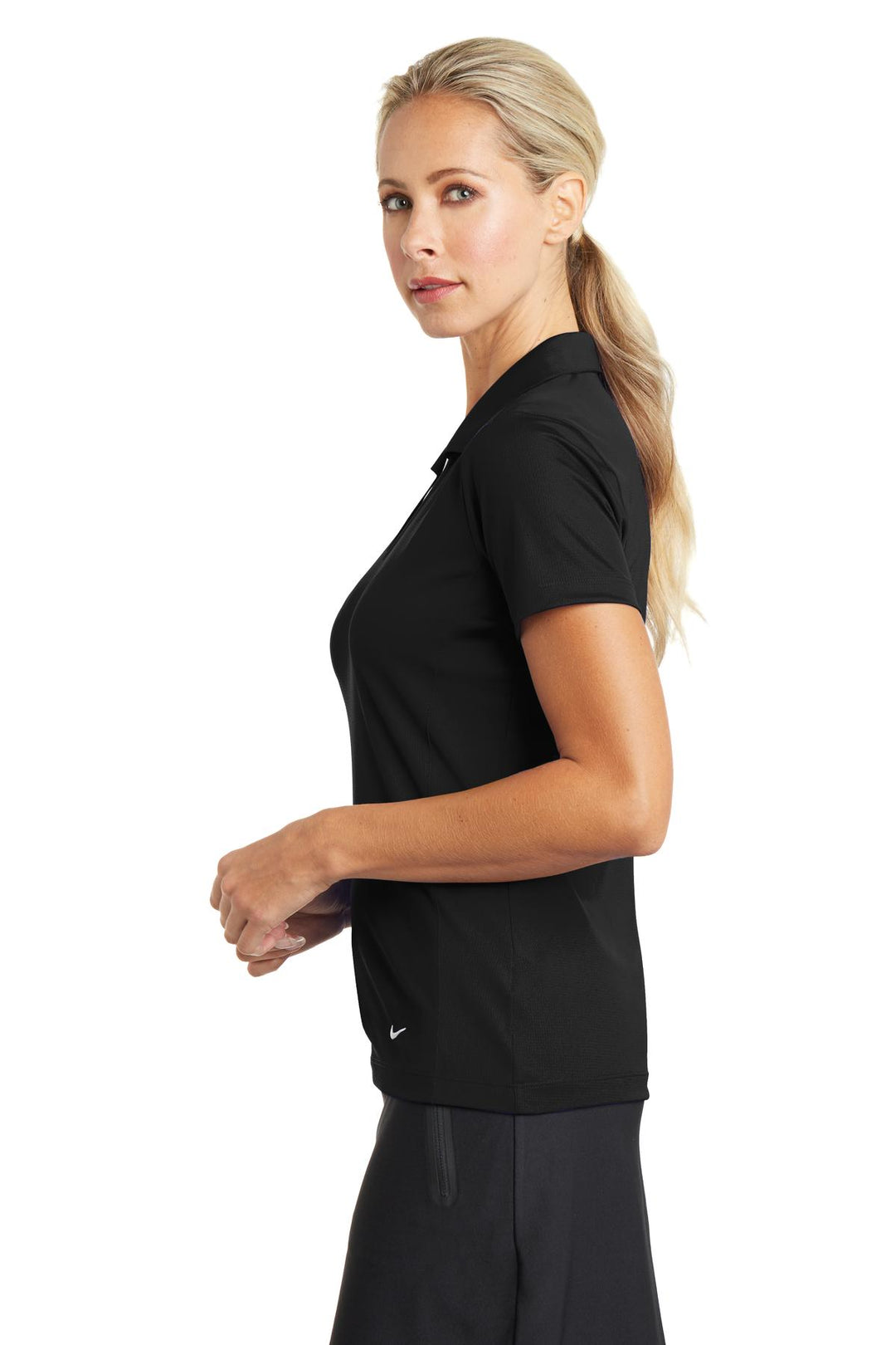 Black Nike Women's Dri-FIT Vertical Mesh Polo. 637165