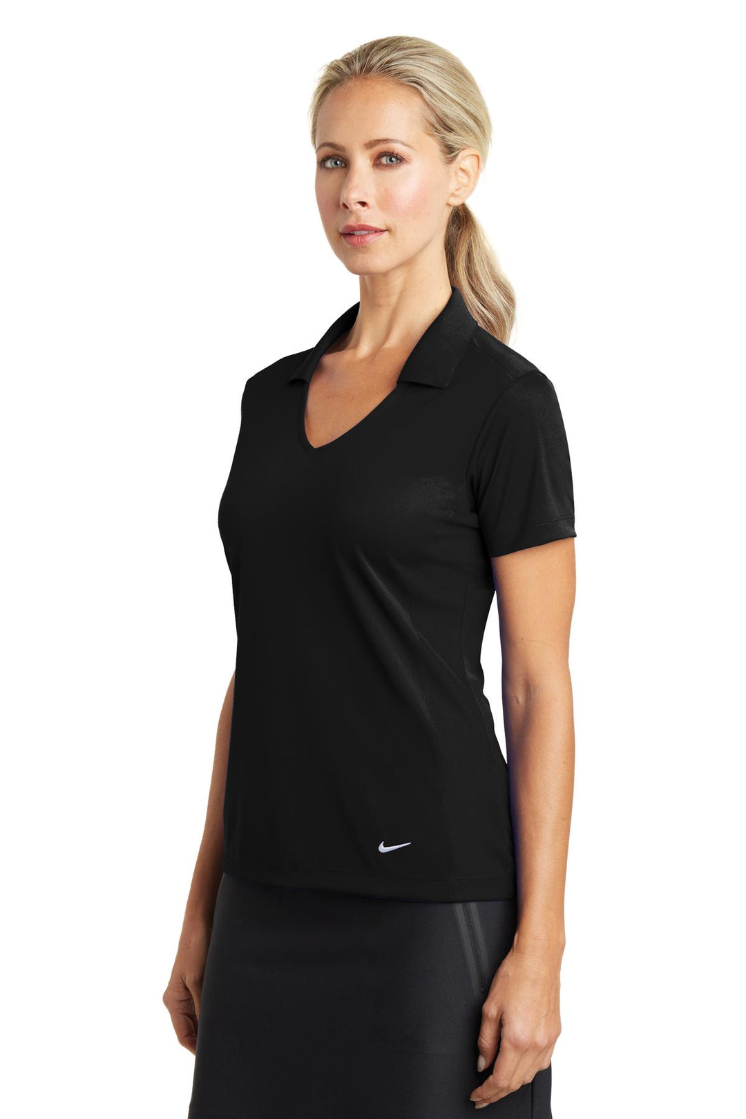 Black Nike Women's Dri-FIT Vertical Mesh Polo. 637165