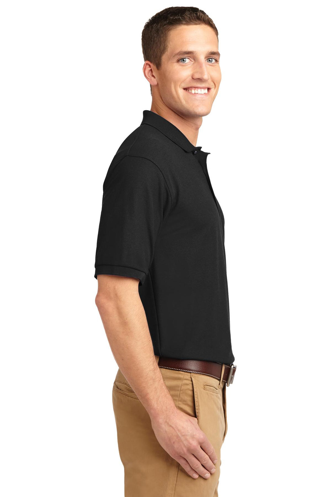 Black Port Authority Silk Touch Polo K500
