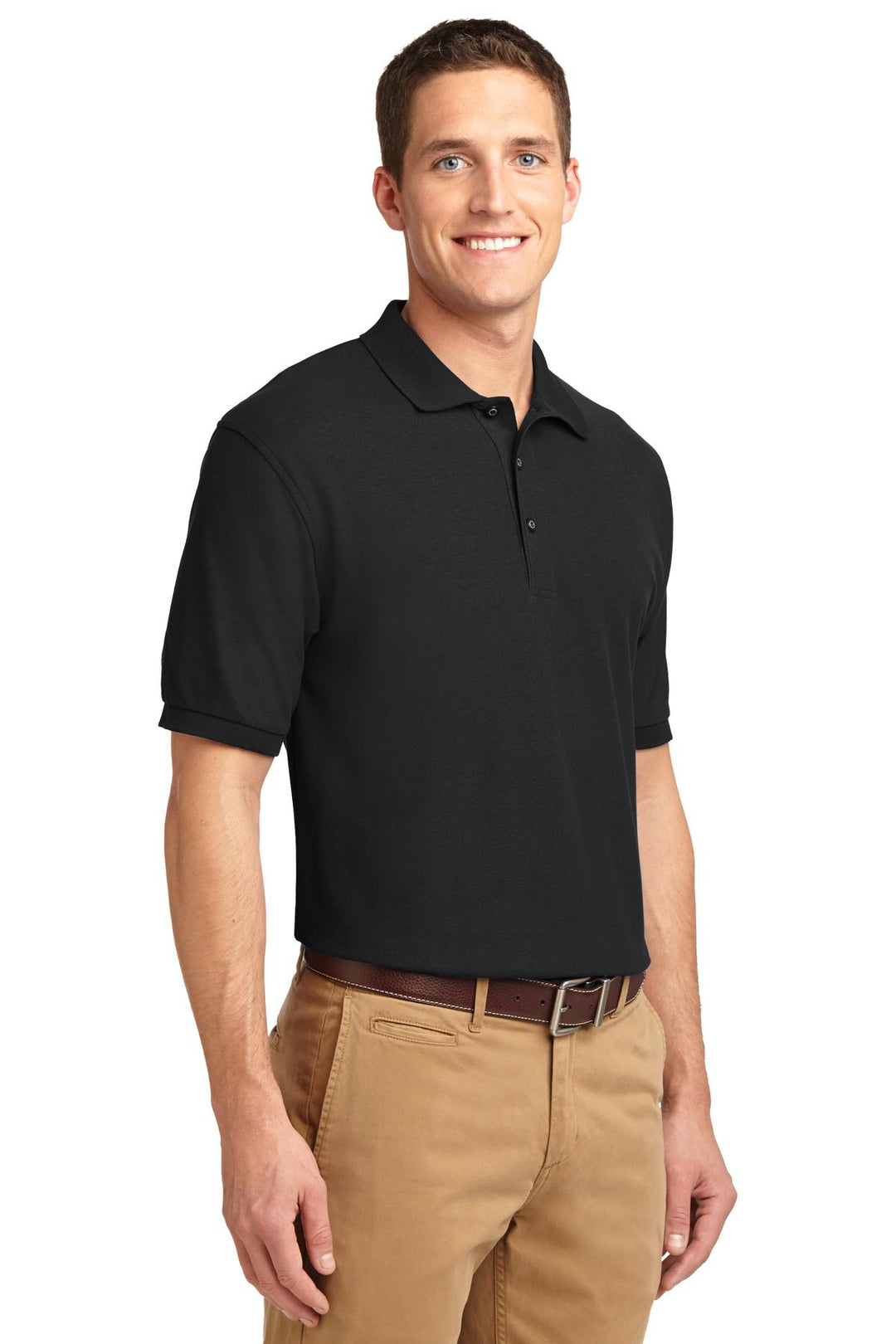 Black Port Authority Silk Touch Polo K500