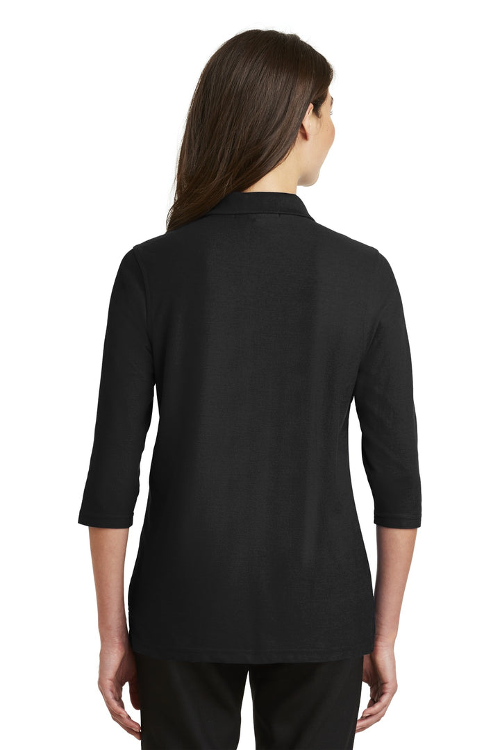 Black Port Authority Women's Silk Touch 3/4-Sleeve Polo. L562