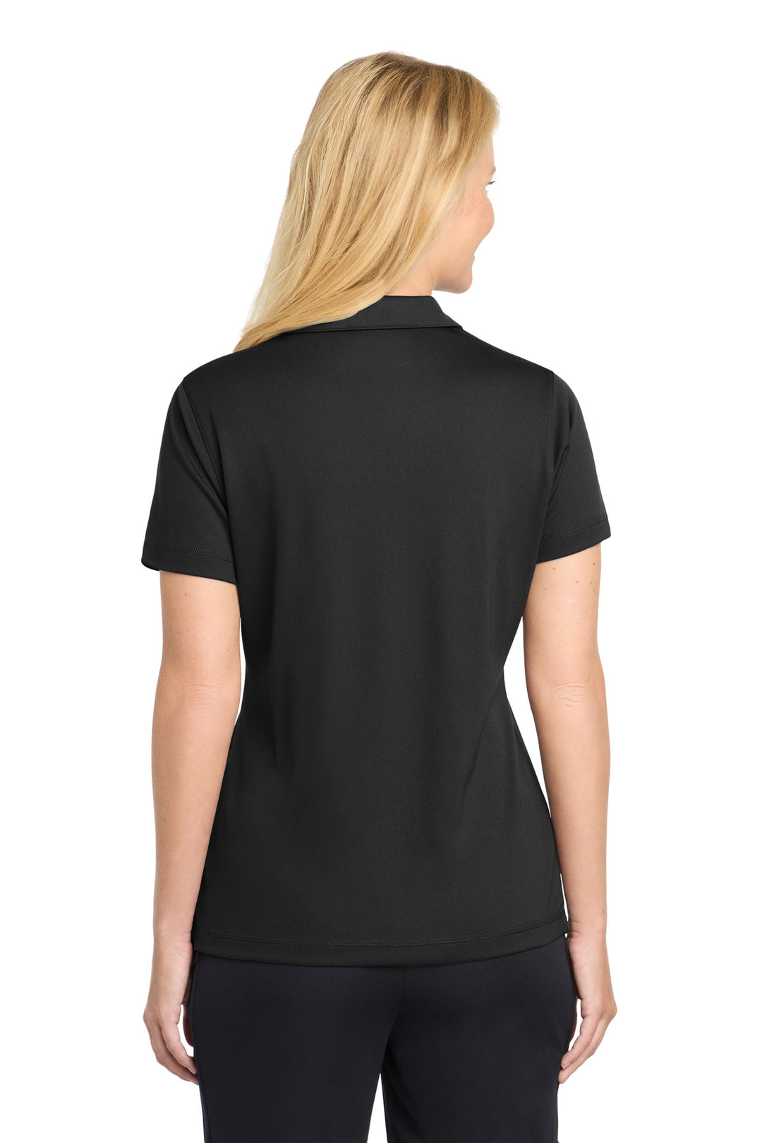 Black Sport-Tek Women's PosiCharge Micro-Mesh Polo. LST680