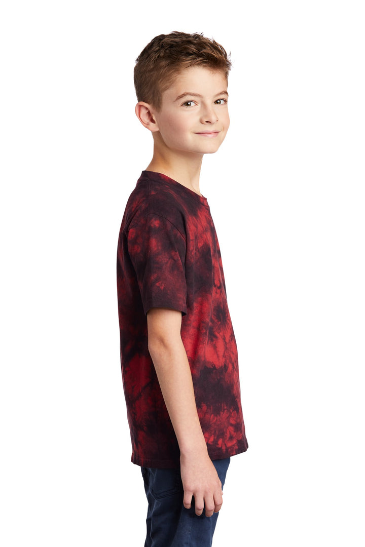 Black/Red Port & Company Youth Crystal Tie-Dye Tee PC145Y