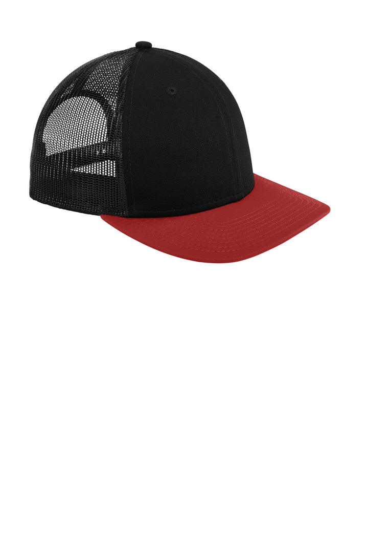 Black/Scarlet New Era Snapback Low Profile Trucker Cap NE207