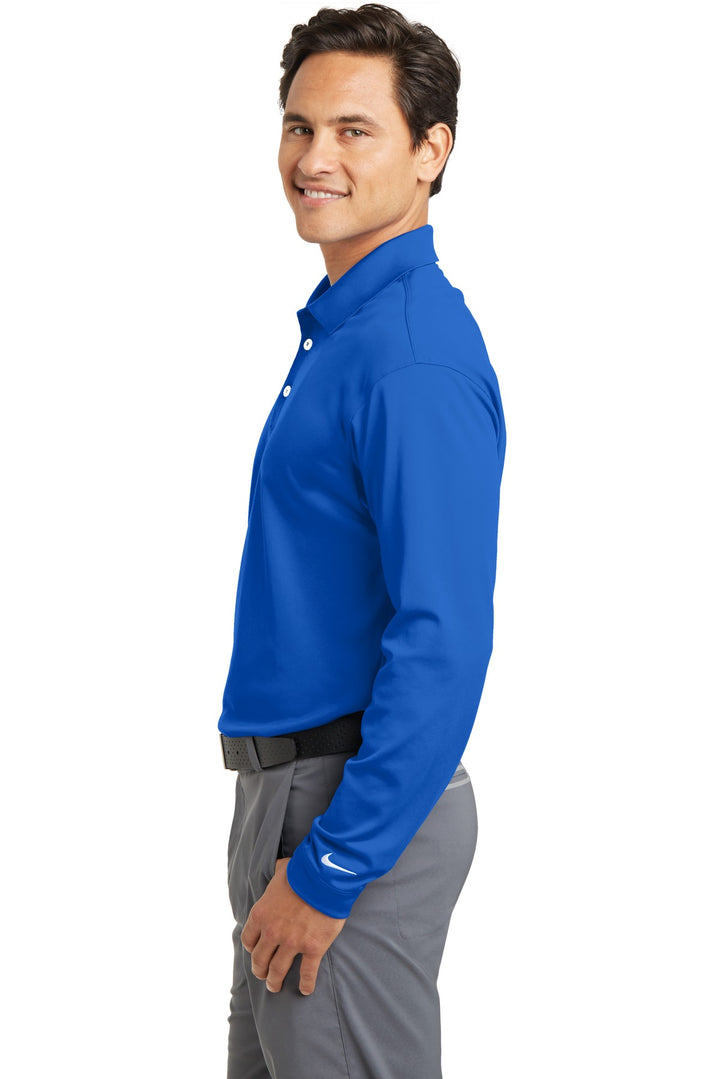 Blue Sapphire Nike Long Sleeve Dri-FIT Stretch Tech Polo. 466364
