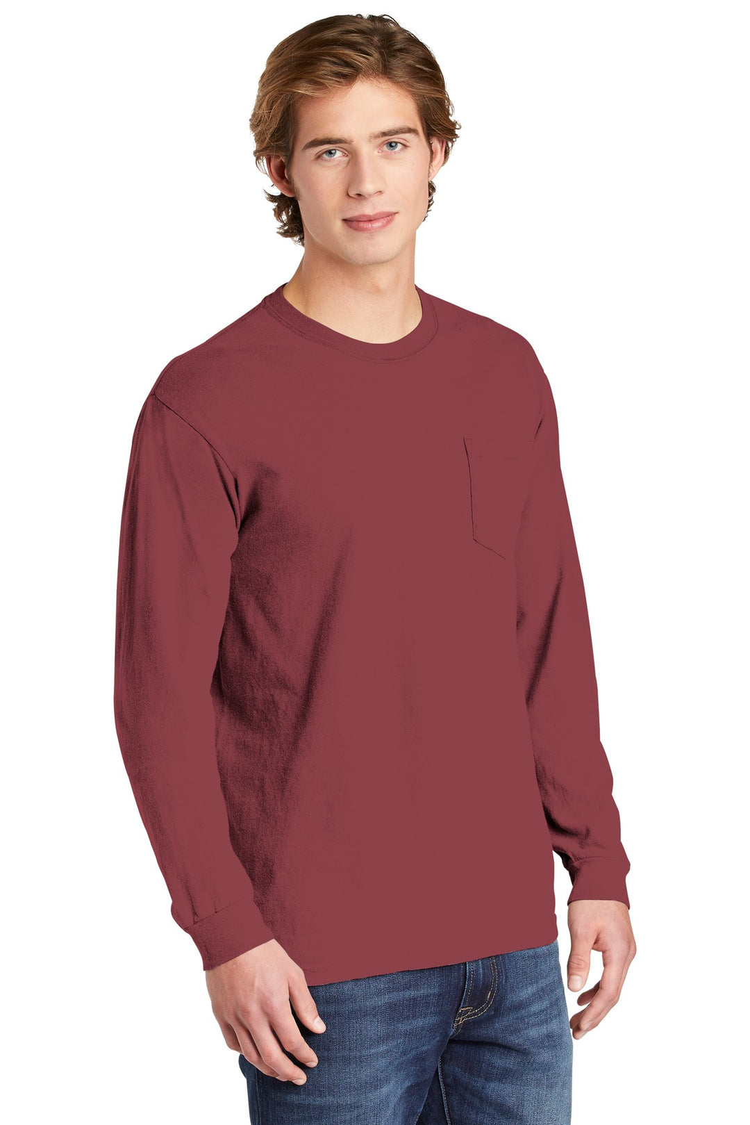 Brick COMFORT COLORS Heavyweight Ring Spun Long Sleeve Pocket Tee. 4410