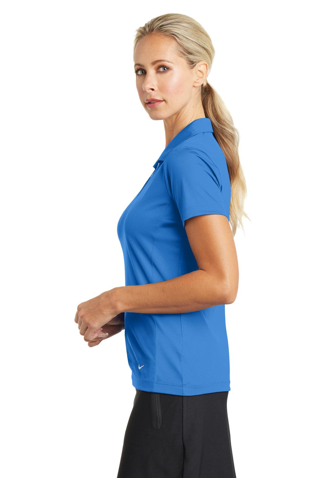 Brisk Blue Nike Women's Dri-FIT Vertical Mesh Polo. 637165