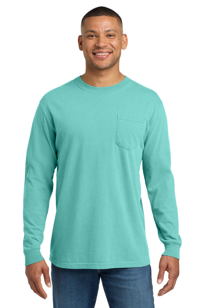 Chalky Mint COMFORT COLORS Heavyweight Ring Spun Long Sleeve Pocket Tee. 4410