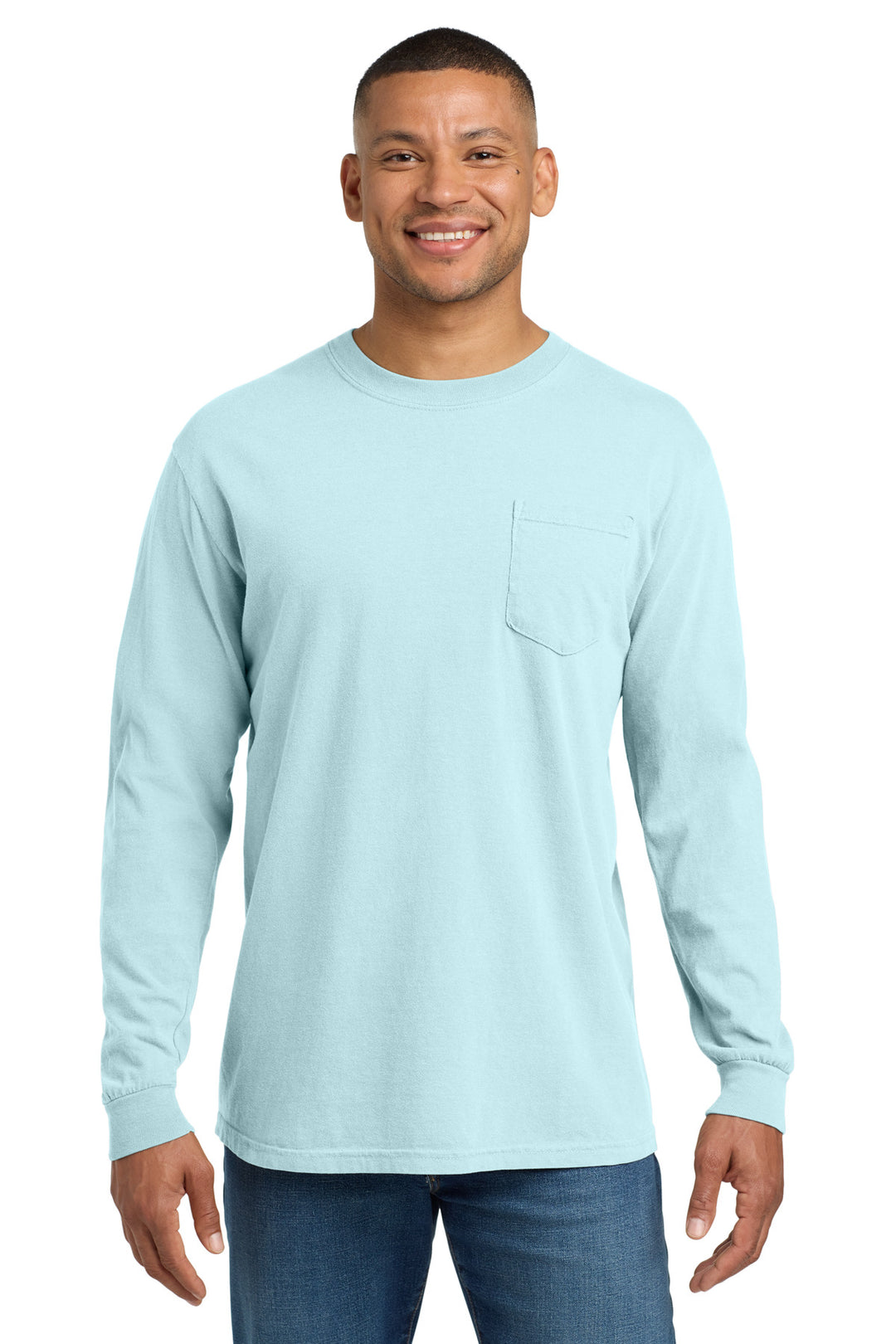 Chambray COMFORT COLORS Heavyweight Ring Spun Long Sleeve Pocket Tee. 4410