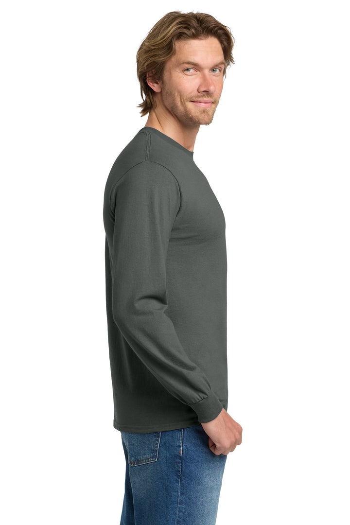 Charcoal Gildan - Heavy Cotton 100% Cotton Long Sleeve T-Shirt. 5400