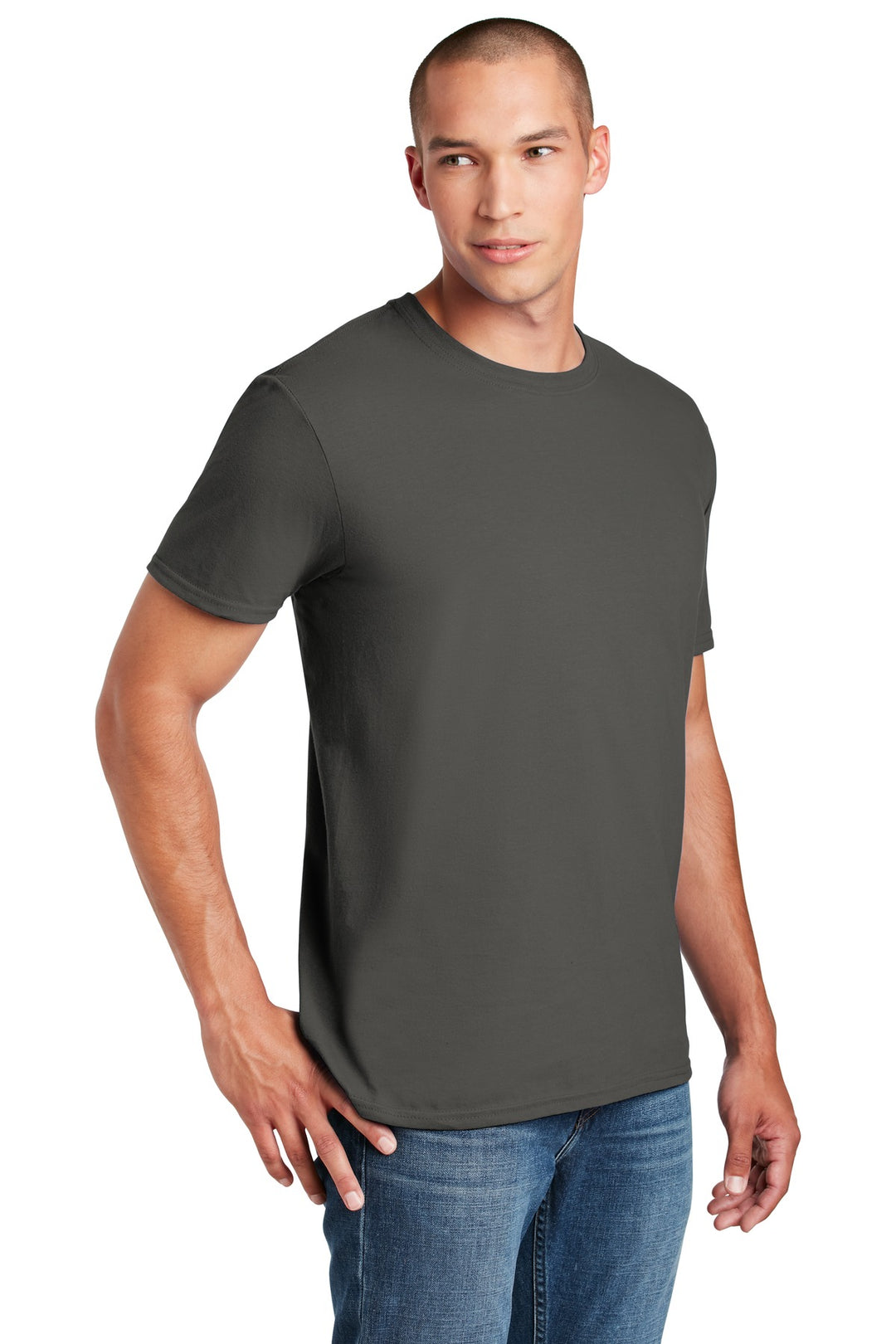 Charcoal Gildan Softstyle T-Shirt. 64000