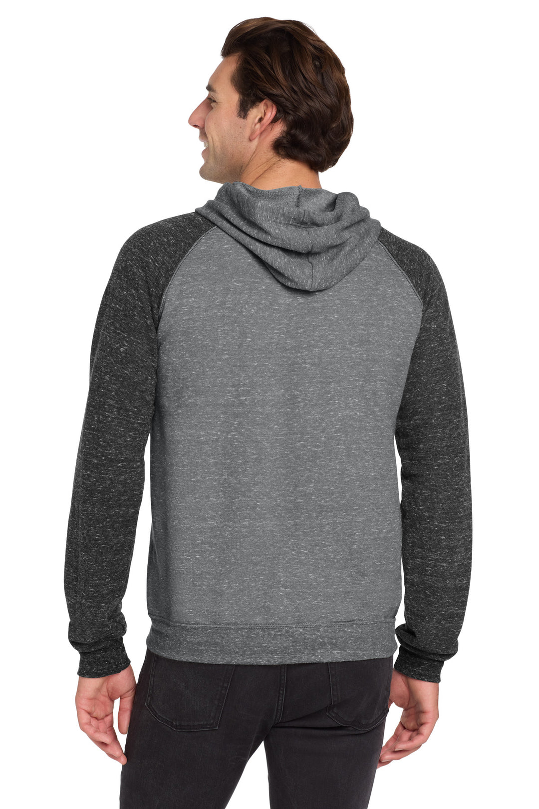 Charcoal/Black Jerzees Snow Heather French Terry Raglan Hoodie 90M
