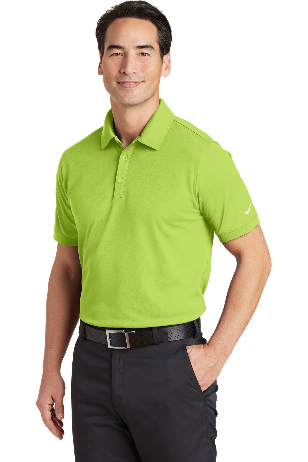 Chartreuse Nike Dri-FIT Solid Icon Pique Modern Fit Polo. 746099