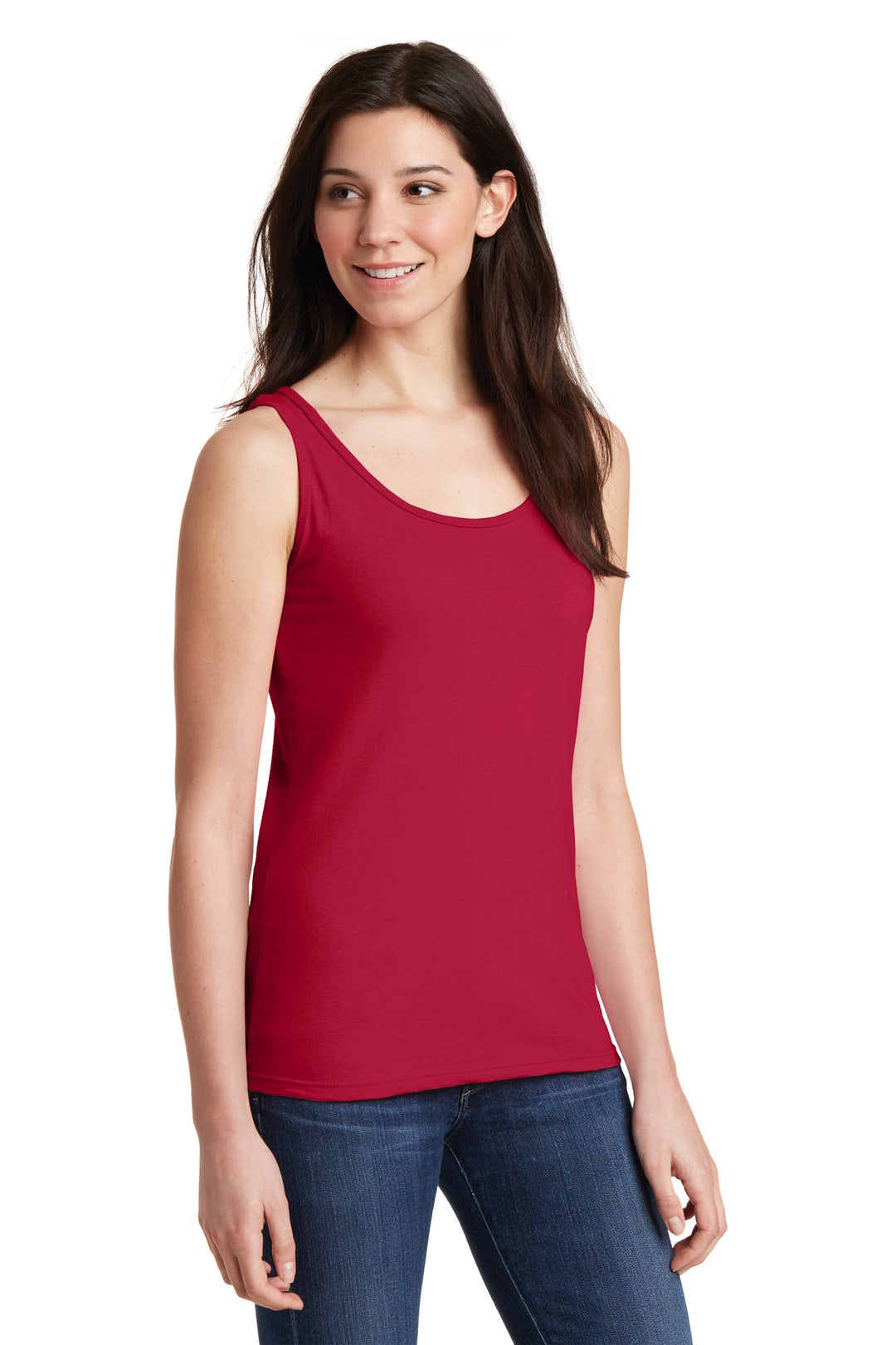 Cherry Red Gildan Softstyle Junior Fit Tank Top. 64200L