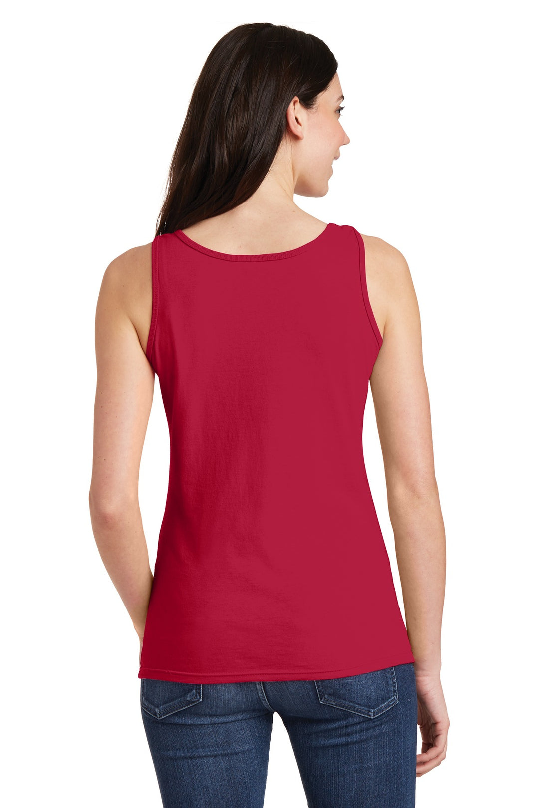 Cherry Red Gildan Softstyle Junior Fit Tank Top. 64200L