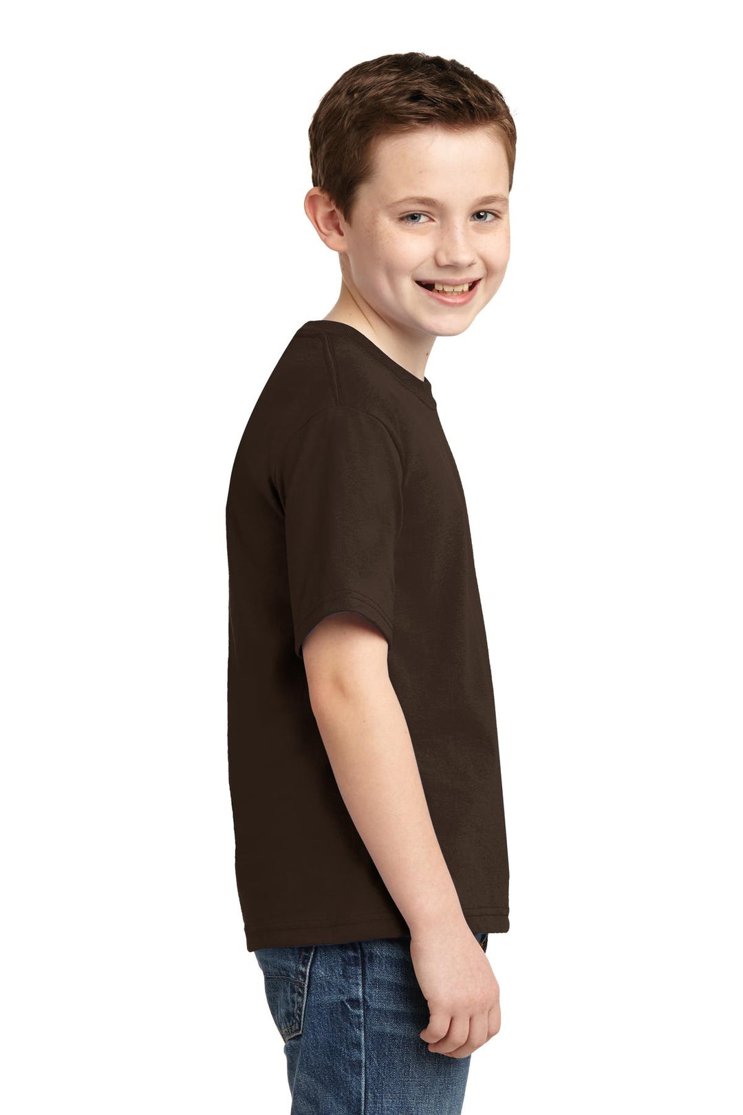 Chocolate Jerzees - Youth Dri-Power 50/50 Cotton/Poly T-Shirt. 29B
