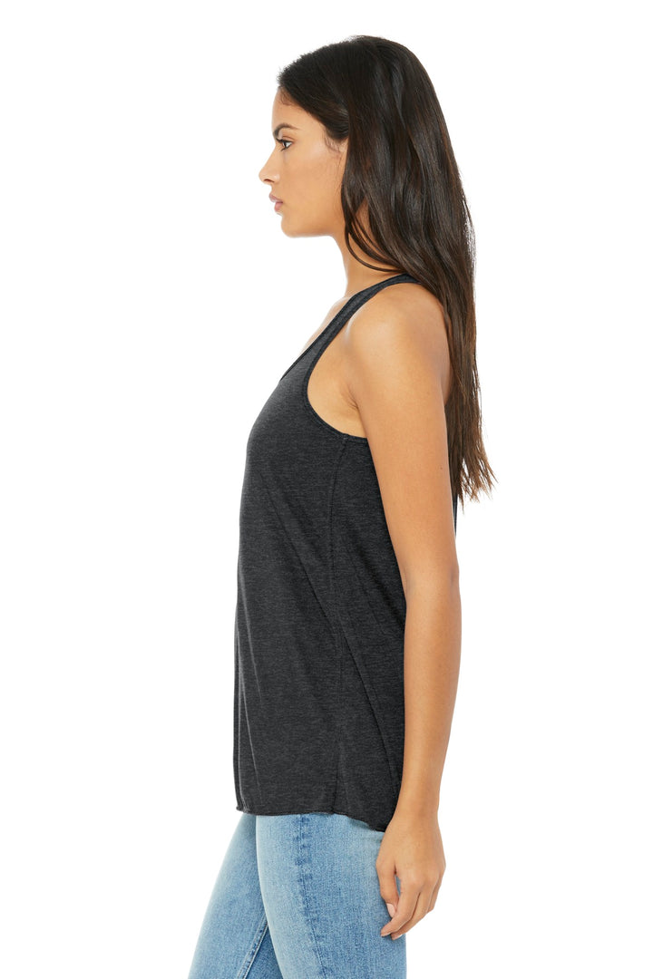 Dark Grey Ht BELLA+CANVAS Women's Flowy Racerback Tank. BC8800