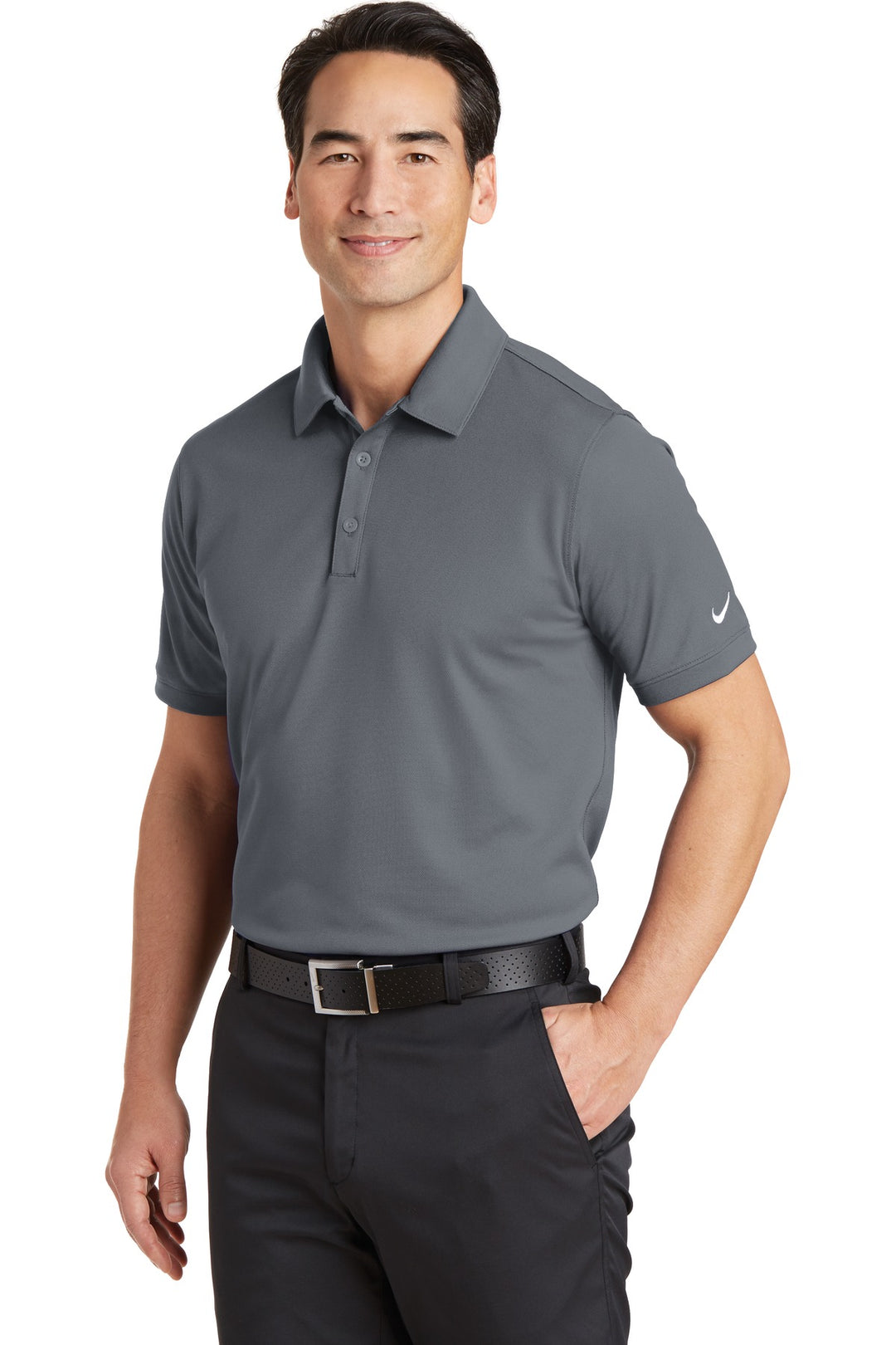 Dark Grey Nike Dri-FIT Solid Icon Pique Modern Fit Polo. 746099