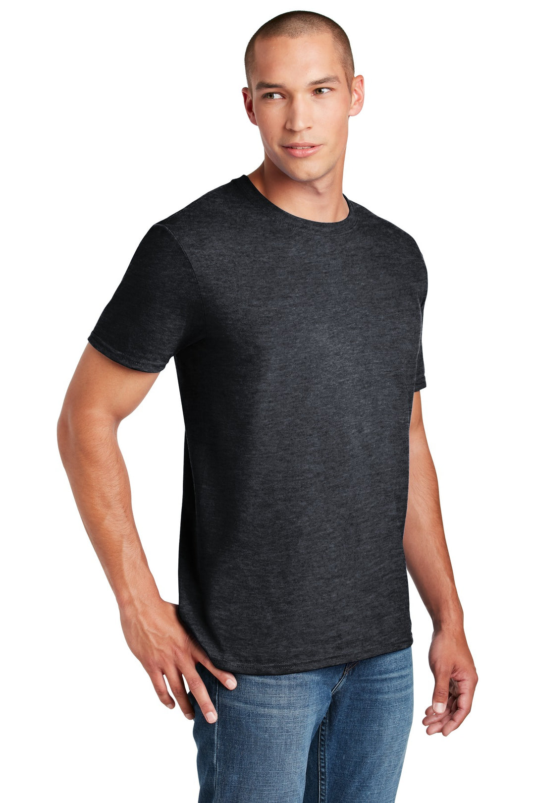 Dark Heather Gildan Softstyle T-Shirt. 64000