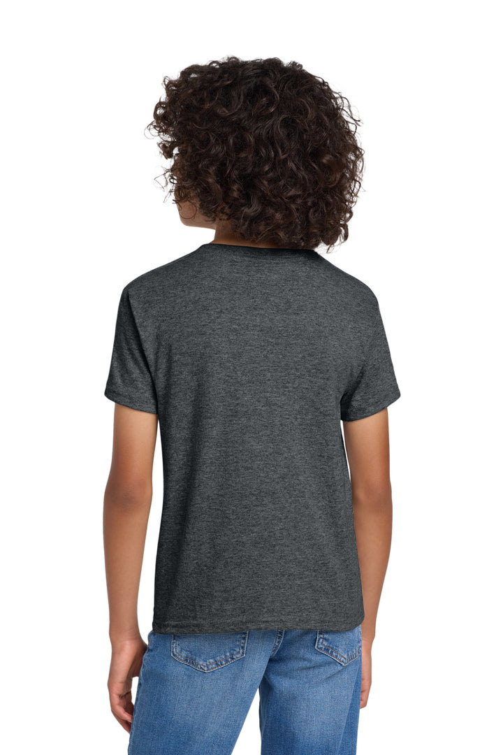 Dark Heather Gildan Youth DryBlend 50 Cotton/50 Poly T-Shirt. 8000B