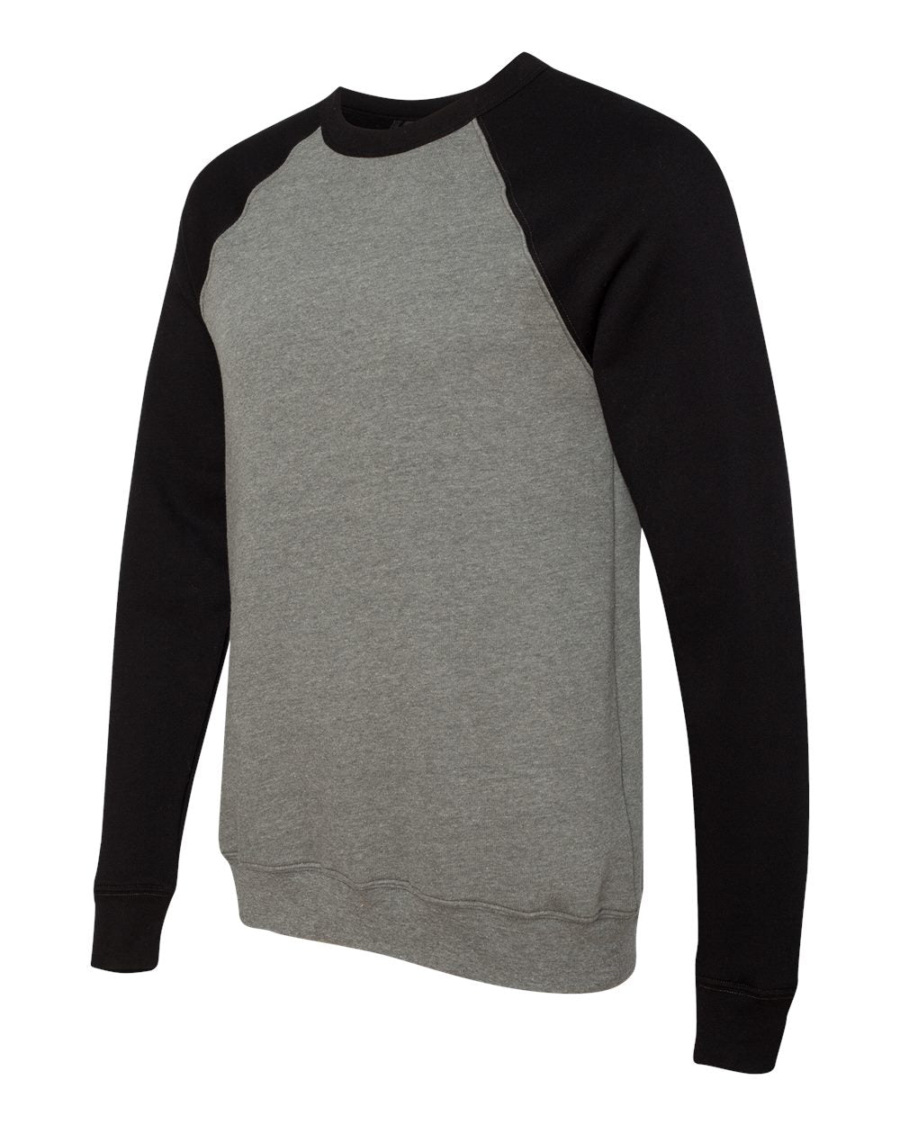 Deep Heather/ Black Sponge Fleece Raglan Crewneck Sweatshirt - 3901