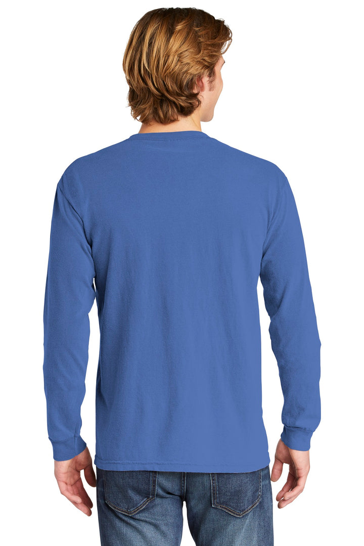 Flo Blue COMFORT COLORS Heavyweight Ring Spun Long Sleeve Pocket Tee. 4410