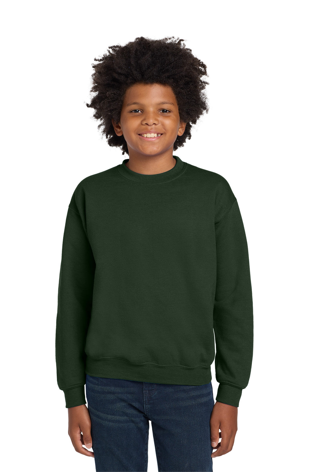 Forest Gildan Youth Heavy Blend Crewneck Sweatshirt. 18000B