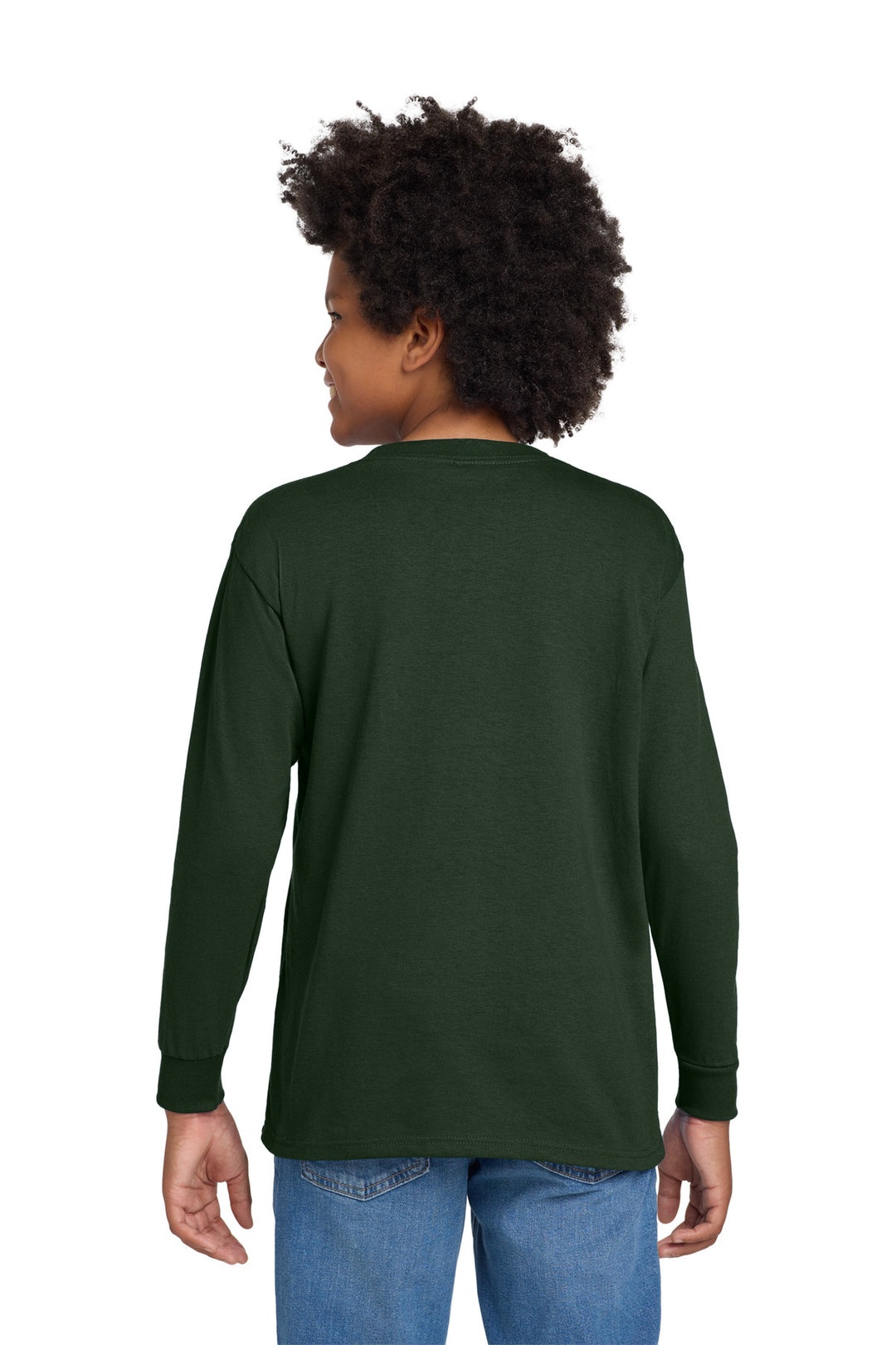 ForestGrn Gildan Youth Heavy Cotton 100% Cotton Long Sleeve T-Shirt. 5400B