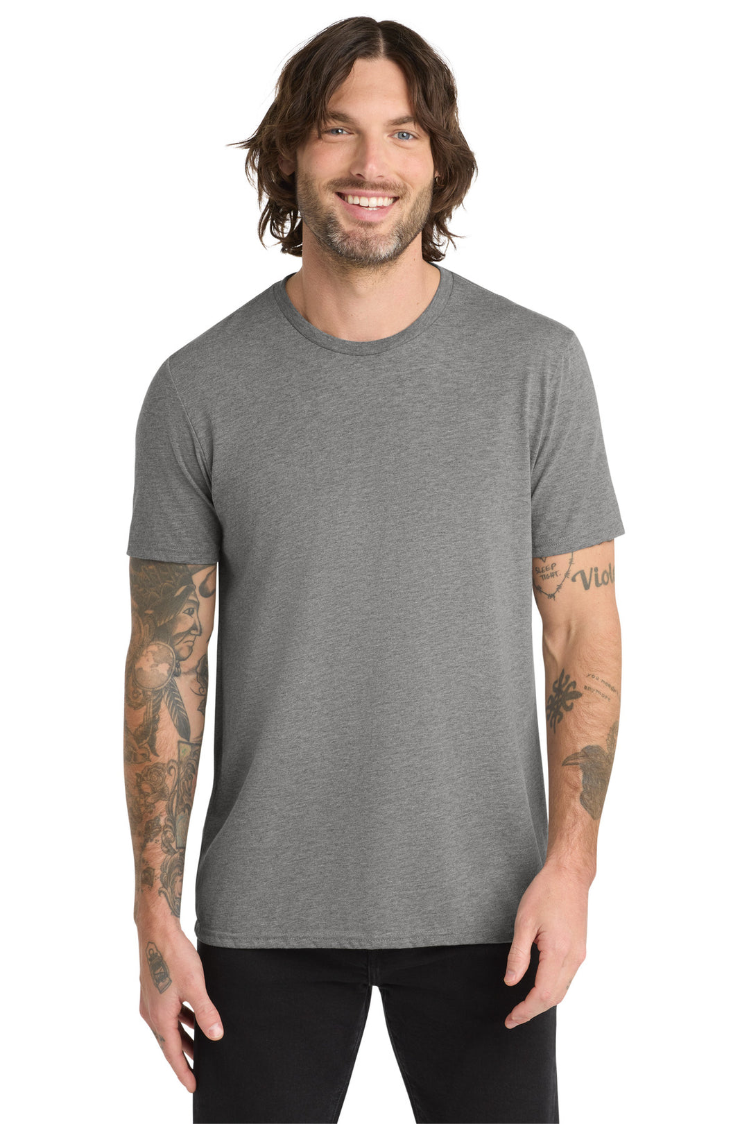 Front View of Aluminum Grey Allmade Unisex Tri-Blend Tee AL2004