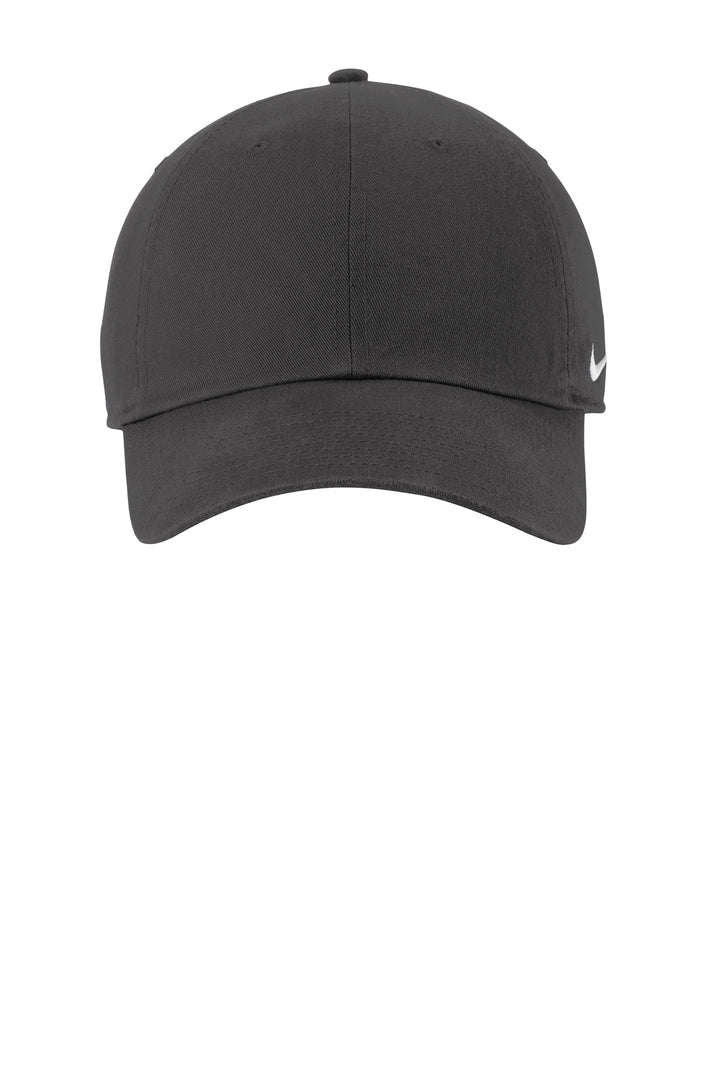 Front View of Anthracite Nike Heritage Cotton Twill Cap NKFB5677