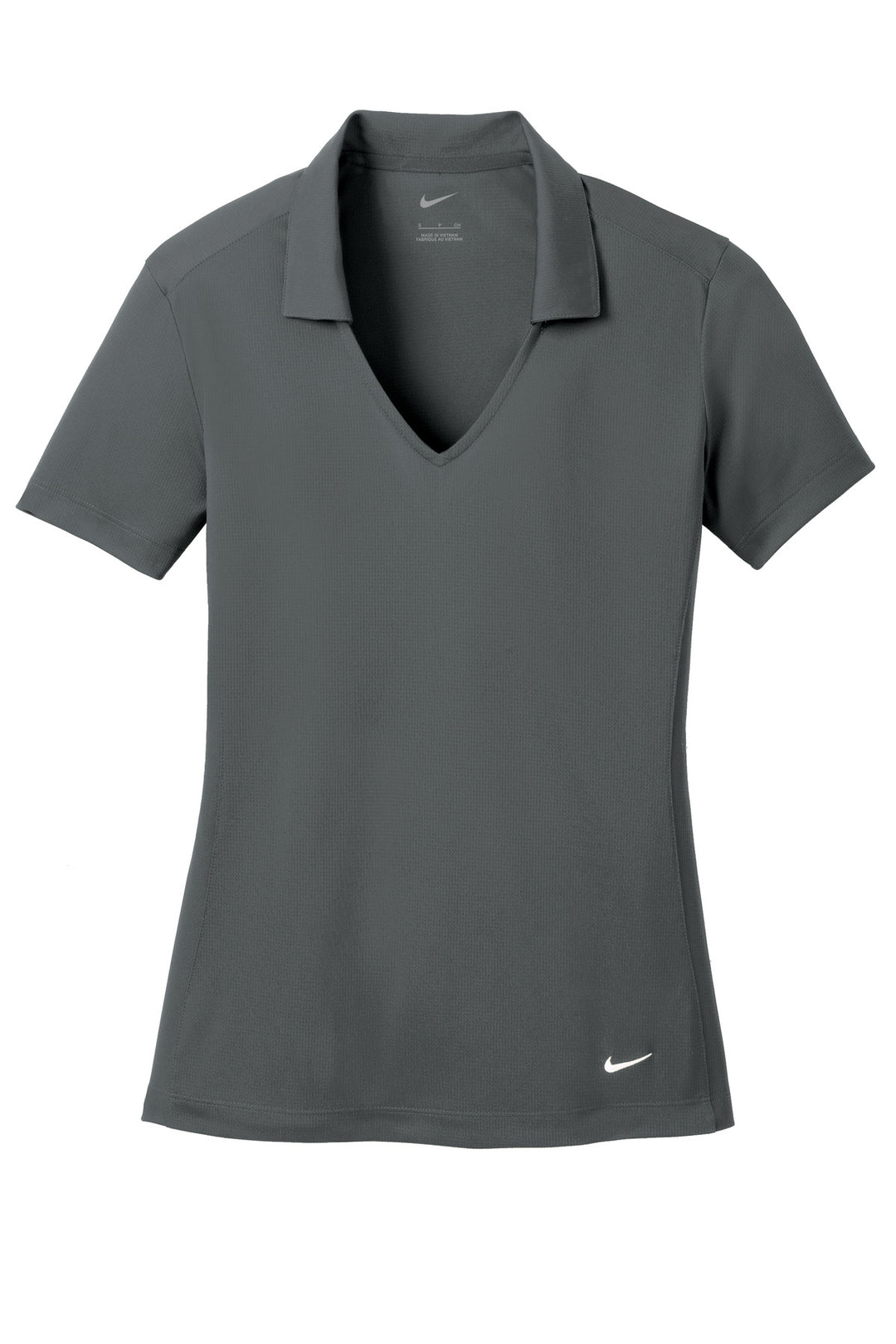 Front View of Anthracite Nike Women's Dri-FIT Vertical Mesh Polo. 637165