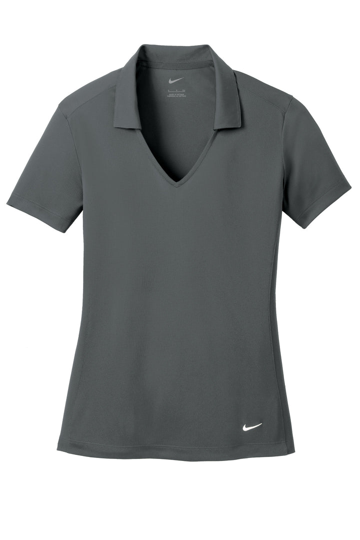 Front View of Anthracite Nike Women's Dri-FIT Vertical Mesh Polo. 637165
