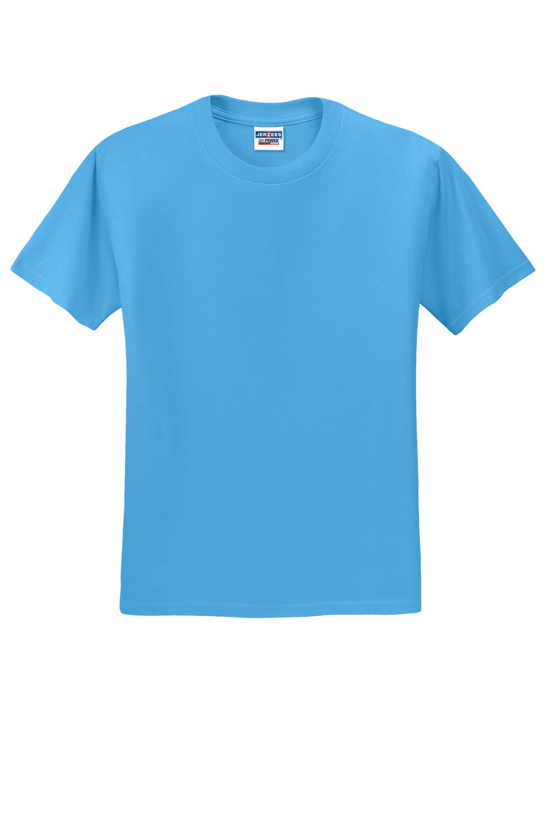 Front View of Aquatic Blue Jerzees - Dri-Power 50/50 Cotton/Poly T-Shirt. 29M