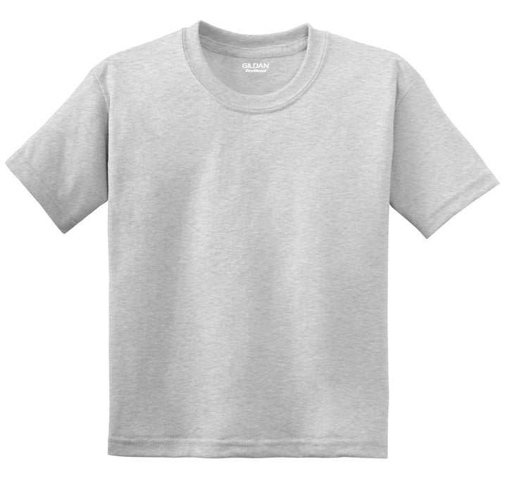 Front View of Ash Gildan Youth DryBlend 50 Cotton/50 Poly T-Shirt. 8000B