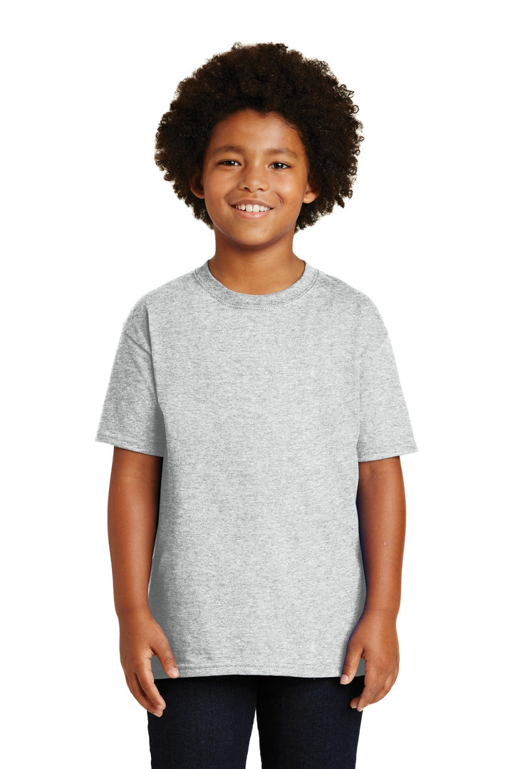 Front View of Ash Gildan - Youth Ultra Cotton 100% US Cotton T-Shirt. 2000B