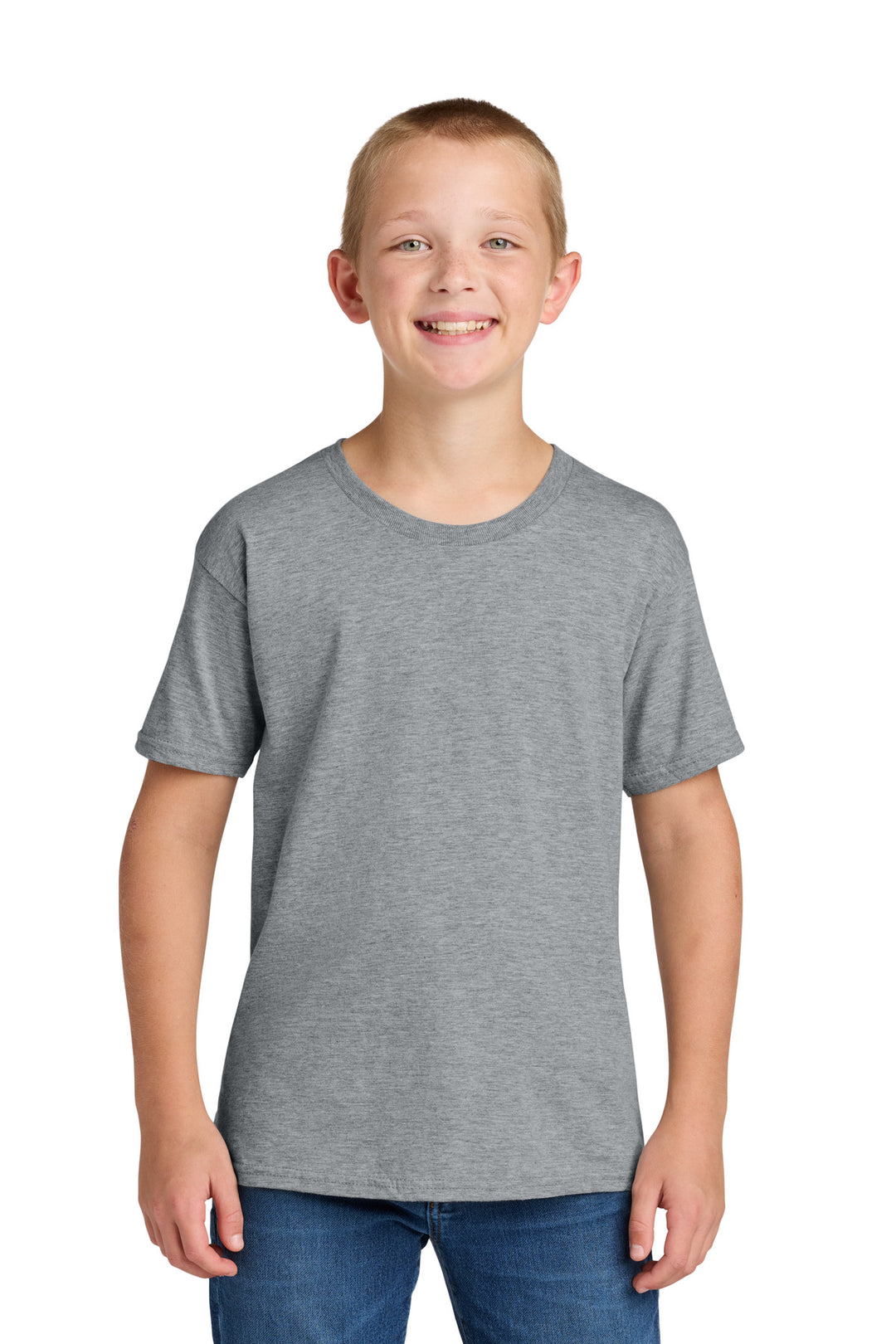 Front View of AthlHthr Jerzees Classics Youth Cotton T-Shirt 363Y