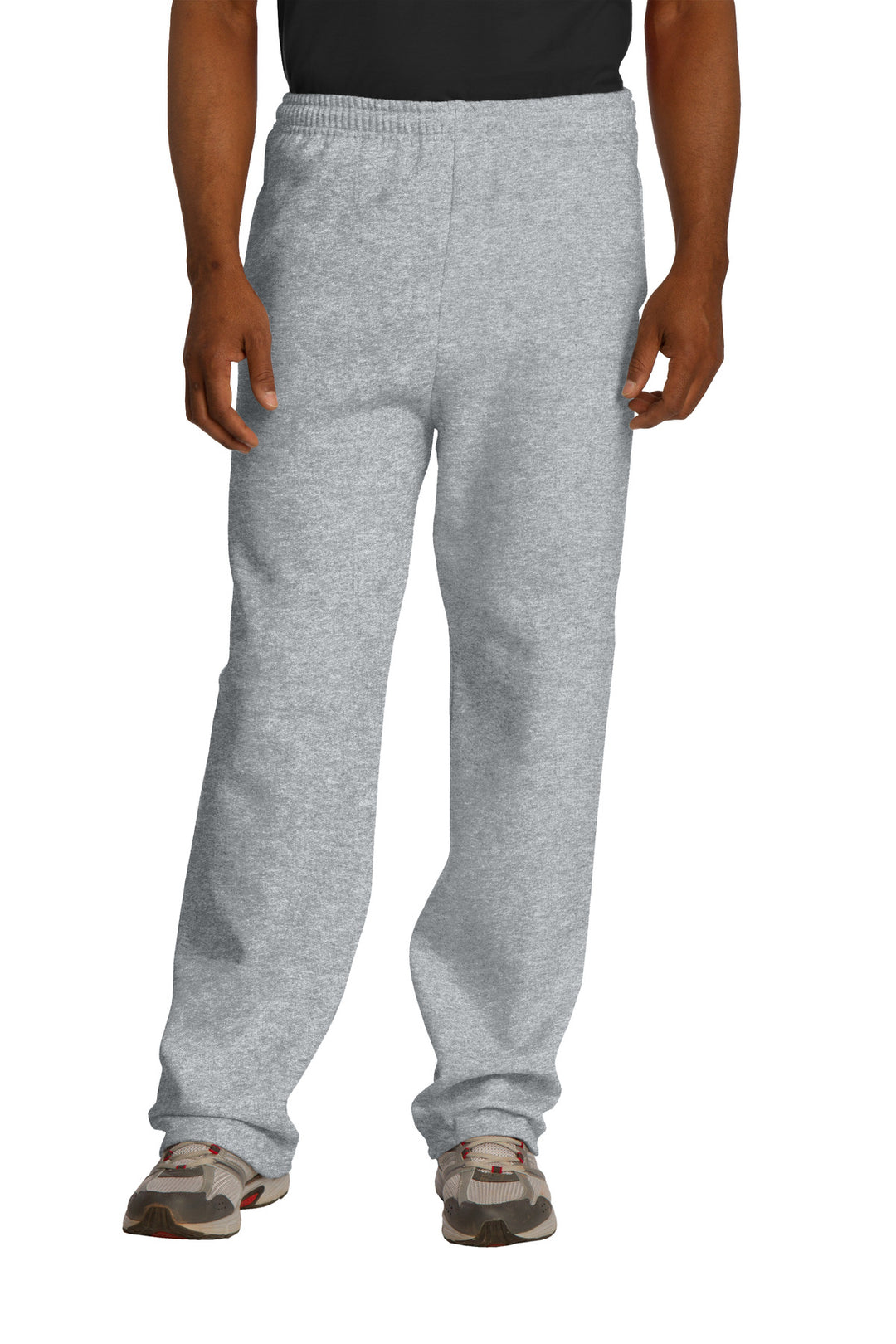 Front View of AthlHthr Jerzees NuBlend Open Bottom Pant with Pockets. 974MP