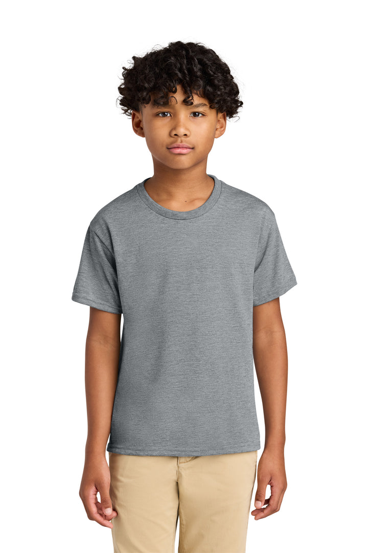 Front View of AthlHthr Jerzees Youth Dri-Power 100% Polyester Tee 21B